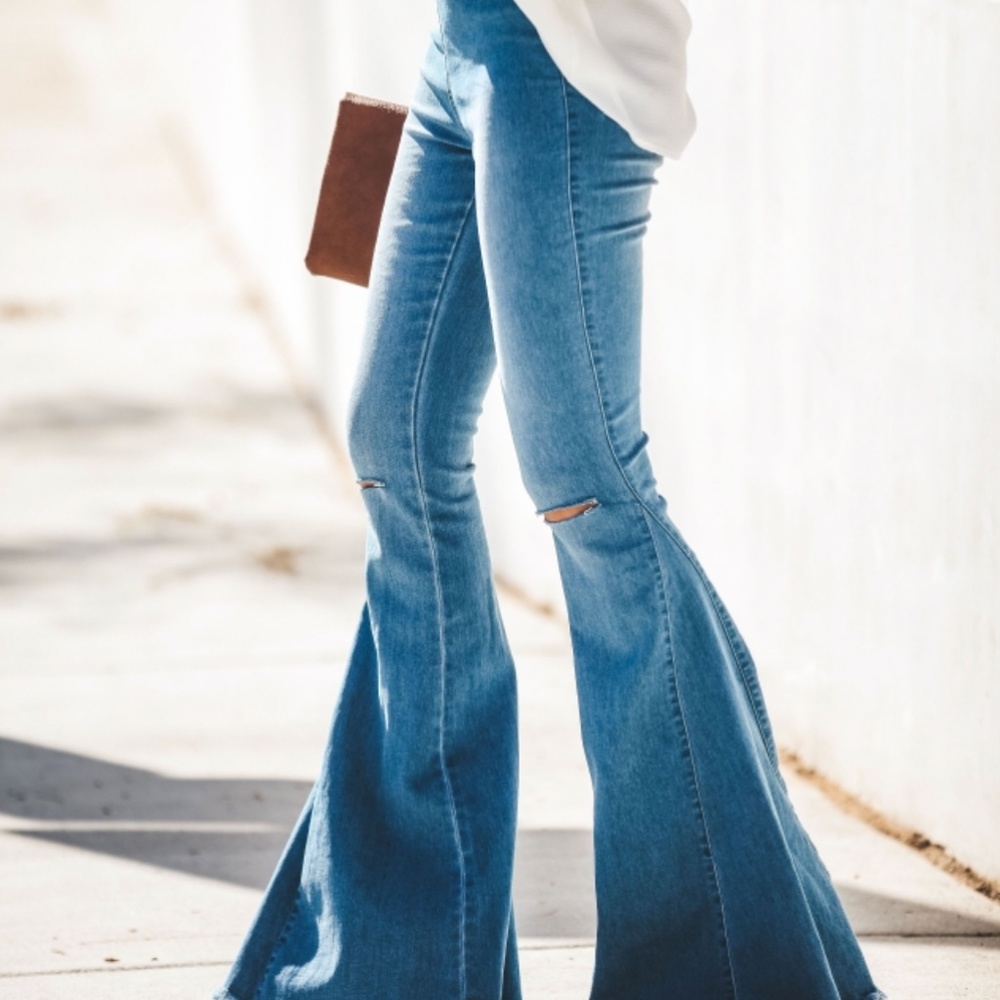 GINGER  Distressed Bell Bottom Jeans - Picture 6 of 8